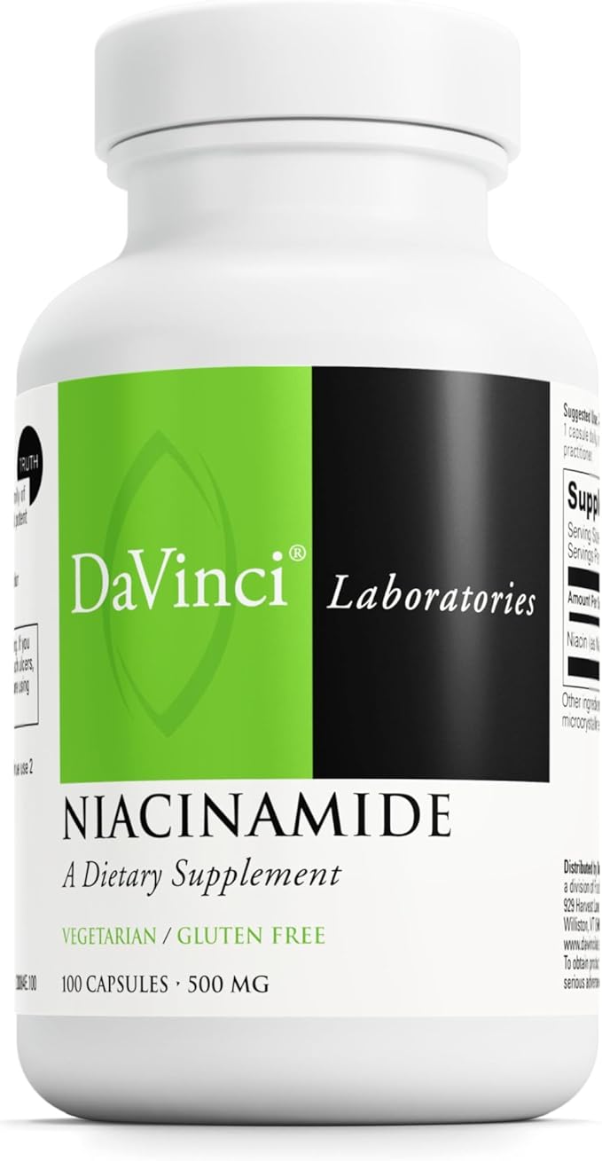 Davinci Labs Niacinamide - Dietary Supplement with Vitamin B3 to Support Fat Metabolism Circulation and Healthy Skin* - with 500 mg Niacinamide per Serving - Gluten-Free - 100 Vegetarian Capsules