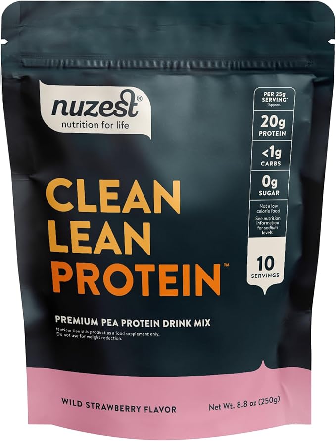 Nuzest - Pea Protein Powder - Clean Lean Protein Premium Vegan Plant Based Protein Powder Dairy Free Gluten Free GMO Free Protein Shake (8.8 Ounce (Pack of 1) Wild Strawberry)