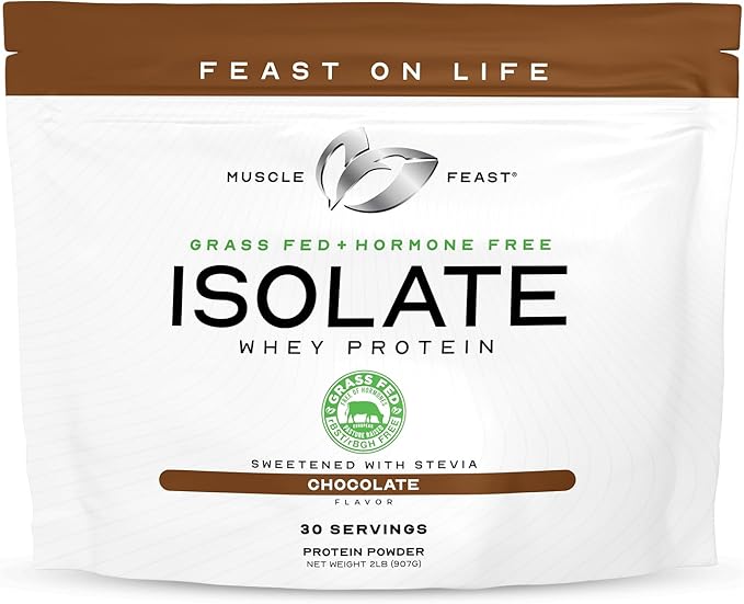 Muscle Feast Creatine + Isolate Bundle: 1 Creatine Powder (Unflavored 2lb) + 1 Whey Protein Isolate (Chocolate 2lb) | Premium Supplements Vegetarian Gluten Free