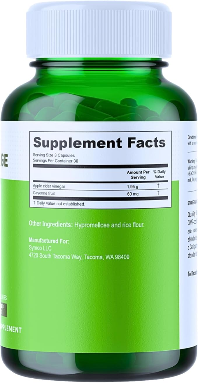 INFINITE AGE 1950mg Apple Cider Vinegar Capsules 90 Count - Made in The USA Vegan Gluten Free All-Natural - with 60mg Cayenne Fruit - No Fillers Ultra Concentrated