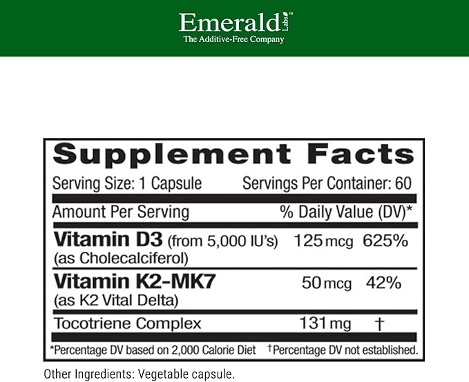 EMERALD LABS Vitamin D3+K2 (60 Caps) &amp Zinc 25mg (90 Caps) - Bone Health Heart Support Immune Support Digestive Health Oxidative Stress Support - Gluten-Free