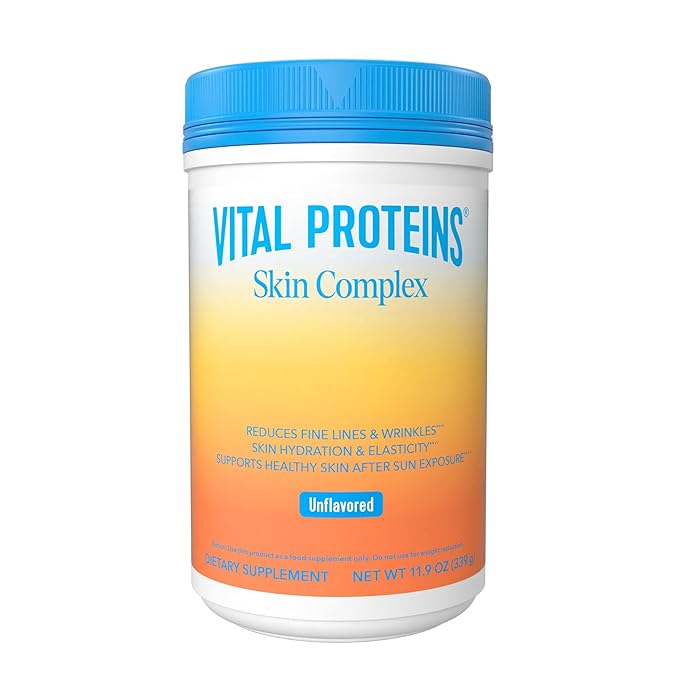Vital Proteins Collagen Peptides for Women - 20g Hydrolyzed Collagen Vitamin C Hyaluronic Acid Reduce Fine Lines &amp Wrinkles Verisol &amp Holimel - Skin Complex Supplement Unflavored 11.9oz P