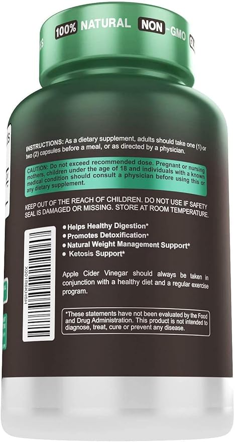 Herbtonics Raw Apple Cider Vinegar Capsules 1500mg with Mother | Weight Management Detox &amp Digestion Formula with GLP-1 Support | Unfiltered ACV for Metabolic Support | 240 Vegan Capsules