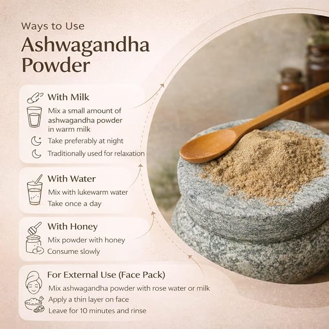 Natural Ashwagandha Powder - Ayurvedic Root Extract for Stress Relief Energy Boost Focus &amp Sleep Quality - Vegan Non-GMO Chemical-Free 226g