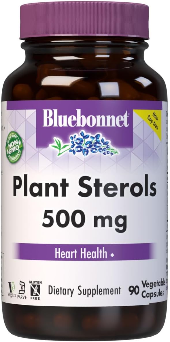 Bluebonnet Nutrition Plant Sterols 500mg Heart Health Supplement for Men &amp Women* - Non-GMO Beta-Sitosterol from Sunflower Oil - Vegan Gluten-Free - 90 Vegetable Capsules