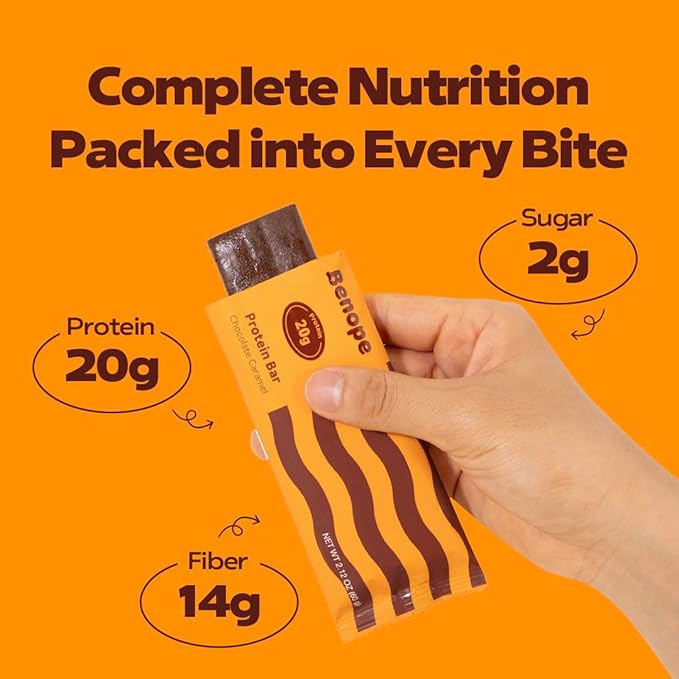 Benope Protein bar chocolate caramel protein bar 60g x 12ea high protein low sugar low carb gluten free energy bar nutritious snack high protein snacks