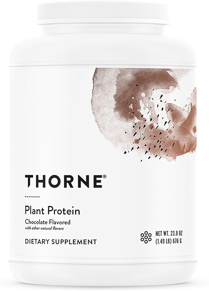 THORNE - Plant Protein - 22 Grams of Vegan Protein Powder - Pea Rice &amp Chia Seed Protein with Complete Amino Acid Profile - NSF Certified for Sport - Chocolate - Gluten-Free - About 20 Servings