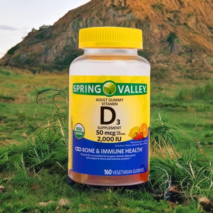 Spring Valley Vegetarian Vitamin D3 Gummies 2000 IU 50 mcg 160 Ct+ VSL Sticker