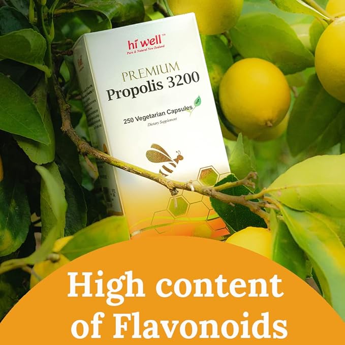 (Pack of 3) Hi Well Premium Propolis 3200 Flavonoid 96mg 250VegeCapsules