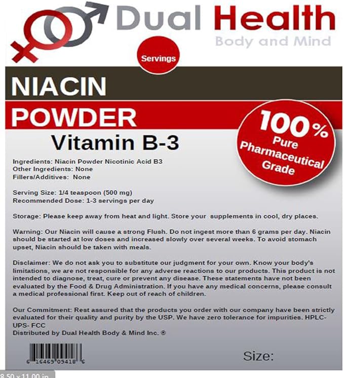 Niacin Powder (5.5 lbs - 2.5 kilograms) Vitamin B3 Bulk Supplement Immediate Release with Flush Nicotinic Acid Non-GMO Vegan Gluten Free Fast Absorption No Fillers Additives Metals