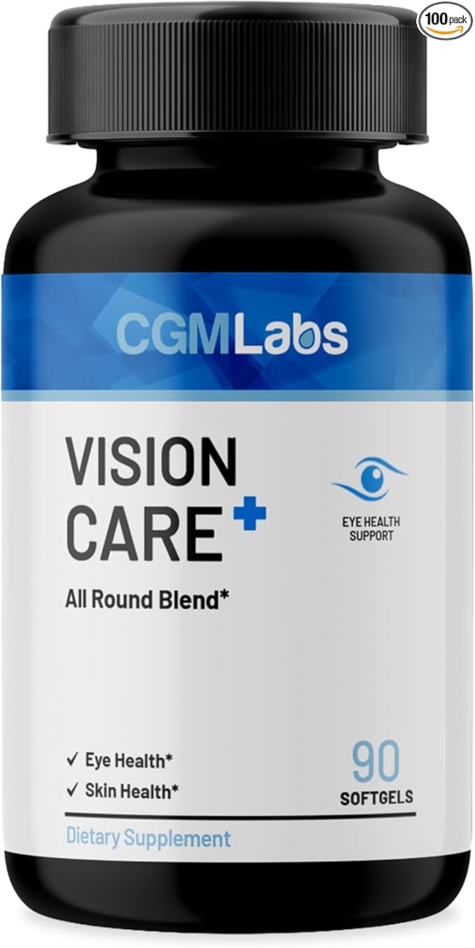 Vison Care Plus - Complete Dietary Supplement for Your Vision- Lutein 20mg Zeaxanthin Vitamin A Bilberry Extract - 90 Softgels by CGM Labs