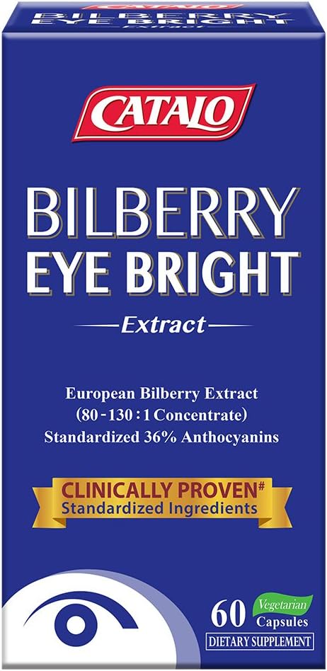 CATALO Bilberry Eyebright Extract with Lutein &amp Zeaxanthin Plant-Based Formula with European Bilberry Eyebright &amp Marigold Flower Extract - 60 Vegetarian Capsules
