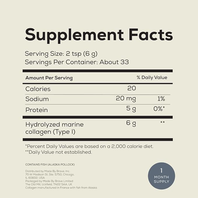 Ancient + Brave Wild Marine Collagen Powder 7.05oz (Ap 33 Servings) Marine Collagen Peptides Bioavailable Protein Powder Supplements for Women Keto Friendly Supplement for Hair Skin and Nails