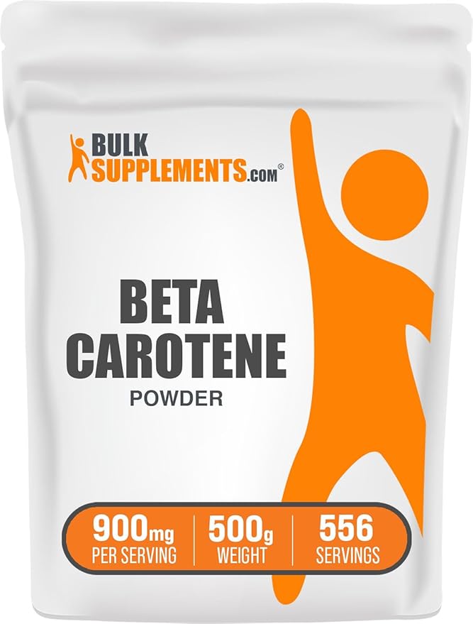 BulkSupplements.com Beta Carotene Powder - Beta Carotene Supplement Vitamin A Supplement for Immune and Vision Support - Gluten Free 900mg per Serving 500g (1.1 lbs) (Pack of 1)