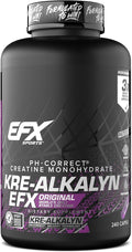 EFX Sports Kre-Alkalyn EFX | pH Correct Creatine Monohydrate Pill Supplement | Strength Muscle Growth &amp Performance | 120 Servings 240 Capsules