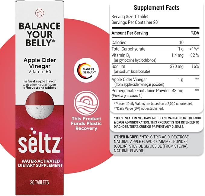 Seltz® Balance &amp Bloom Pack – Beauty + Digestive Support Effervescent Vitamins (Enhance Hair Skin &amp Nails + Balance Your Belly) with Biotin Vitamin C Silica Apple Cider Vinegar &amp B6
