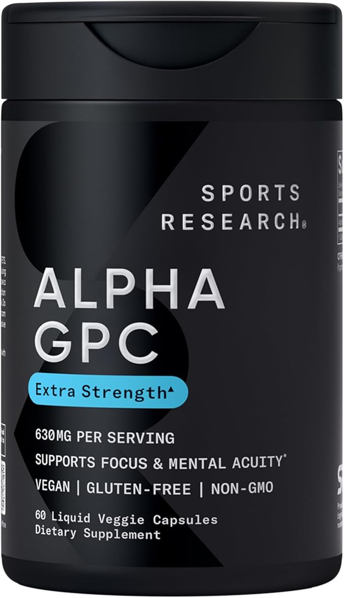 Sports Research® Brain Support Pack - Extra Strength Alpha GPC 630mg + Alaskan Omega-3 ­­Fish Oil Mini-Gels + High-Absorption Magtein® 2000mg