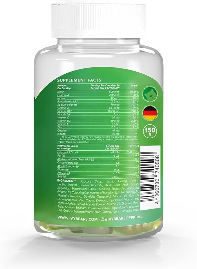 IvyBears® Family Hair &amp Health Bundle – Hair Vitamins for Men &amp Women + Kids Multivitamin Gummies – Daily Hair Skin &amp Immunity Support – Vegan – Made in Germany – 3-Pack