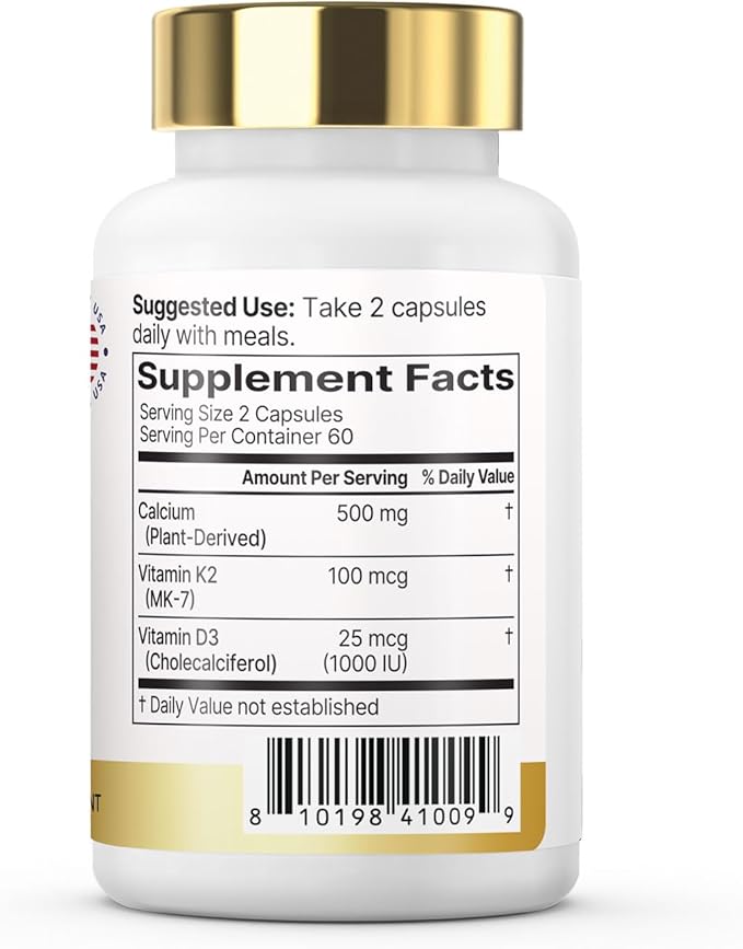 Calcium 500 mg with Vitamin D3 | 60 Softgels | Absorbable Calcium Supplement | Non-GMO Gluten Free Calcium Supplement
