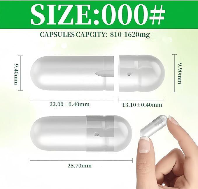 Empty Vegan Capsules Size 000 Transparent 1000 Count Vegetable Capsules