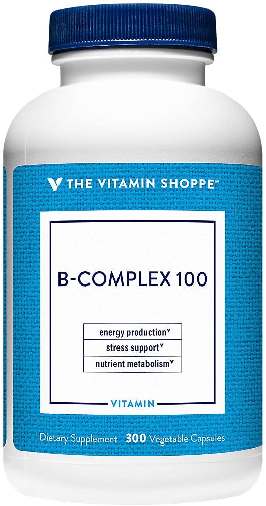 The Vitamin Shoppe B-Complex 100 - Complete B Vitamin Formula | Energy Metabolism &amp Nervous System | 300 Veggie Caps | High Potency
