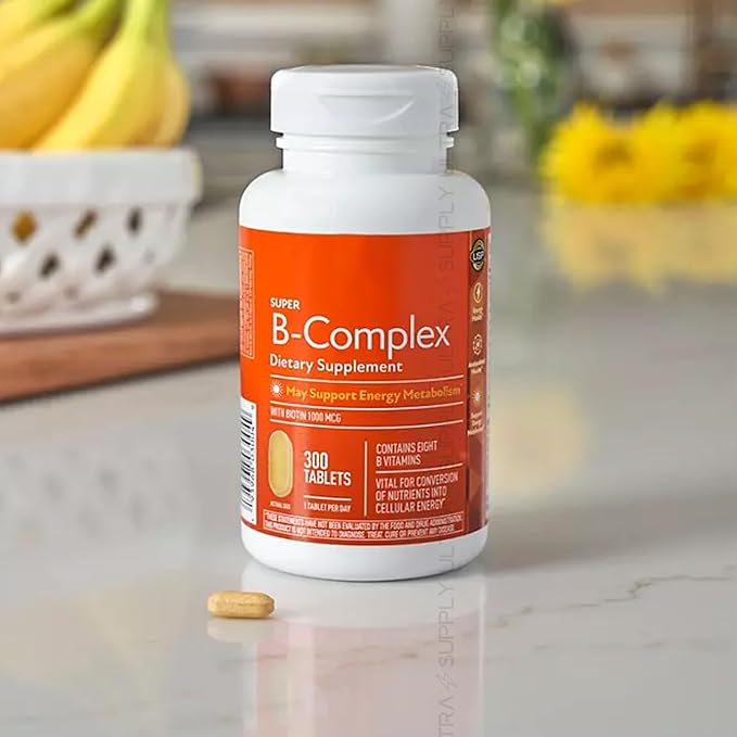 Members Mark B Complex Tablets (300 Count.) High Potency B Vitamins with Biotin Energy Support Daily Use