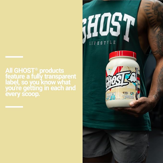 GHOST Whey Protein Powder Marshmallow Cereal Milk - 2LB 25G of Protein - Whey Protein Blend - ­Post Workout Fitness &amp Nutrition Shakes Smoothies Baking &amp Cooking - Soy &amp Gluten-Free