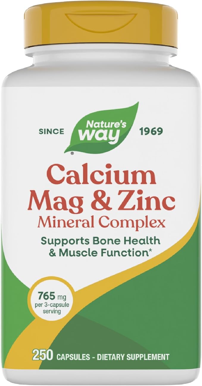 Nature's Way Calcium Magnesium &amp Zinc Mineral Complex Supports Bone Health &amp Muscle Function* Immune Support* 250 Capsules (Packaging May Vary)