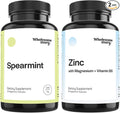 Spearmint + Zinc Magnesium &amp VIT B6 | Organic Spearmint Capsules + Zinc Picolinate Magnesium Glycinate &amp Vitamin B6 Bundle Supplement | Supports Hormones Fertility &amp Digestion | 30 &amp