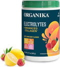 Organikа Electrolytes with Enhanced Collagen Powder for Women &amp Men - 13 oz - Zesty Lemon Berry-Flavored Effervescent Electrolyte &amp Collagen Drink Mix - Deep Hydration Mobility Skin Hair &