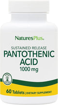 NaturesPlus Pantothenic Acid Sustained Release - 1000 mg 60 Tablets - High-Potency Vitamin B5 Supplement - Vegetarian Gluten Free - 60 Servings