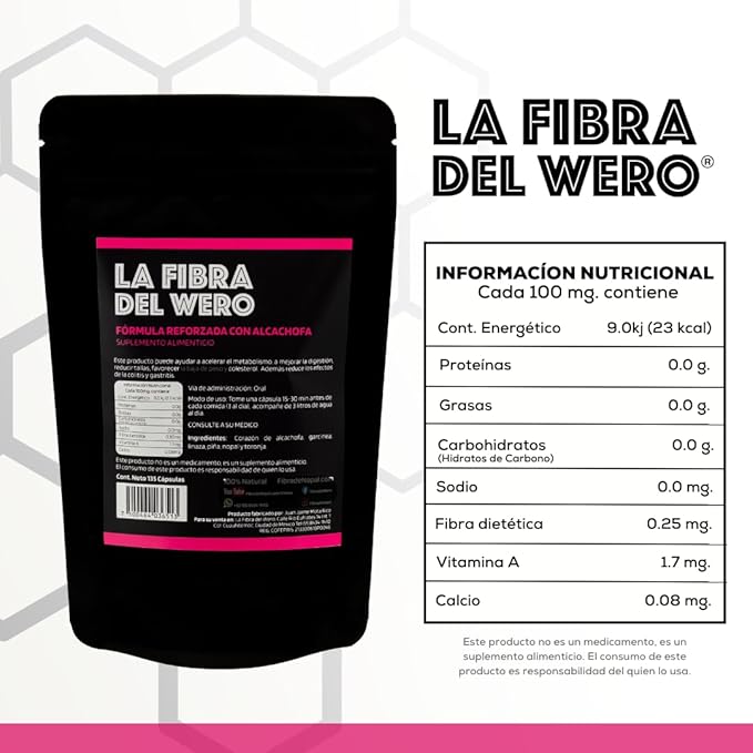 FIBRA DEL WERO | Cactus Fiber with Artichoke | 100% Natural Supplement | Package “Three Months”