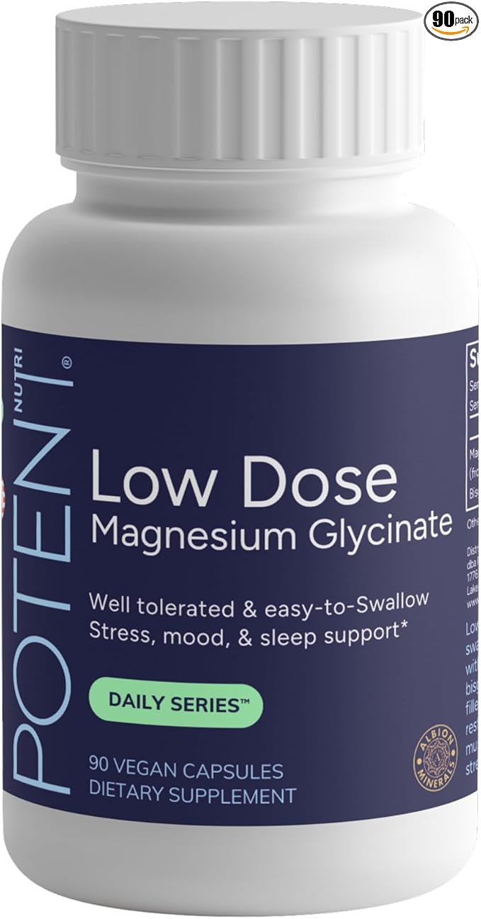 Low Dose Magnesium Glycinate - 70 mg per Serving - 90 Capsules Easy to Swallow