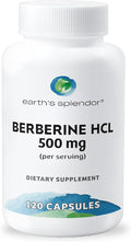 Earth's Splendor Berberine 500mg Capsules Supports Metabolism (120ct Bottle 2 Month Supply) Non-GMO Vegan-Friendly