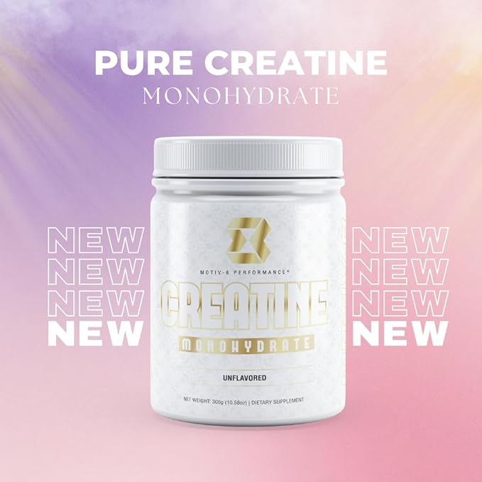 Motiv-8 Performance Pure Creatine Monohydrate Powder No Fillers Sodium or Sugar Supports Energy and Recovery (60 Servings Unflavored)