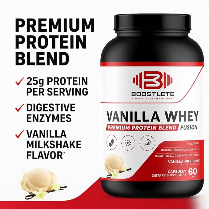 Vanilla Whey Protein Powder – Whey Concentrate &amp Isolate for Muscle Support Energy and Immunity – 1.8 lb Made in USA