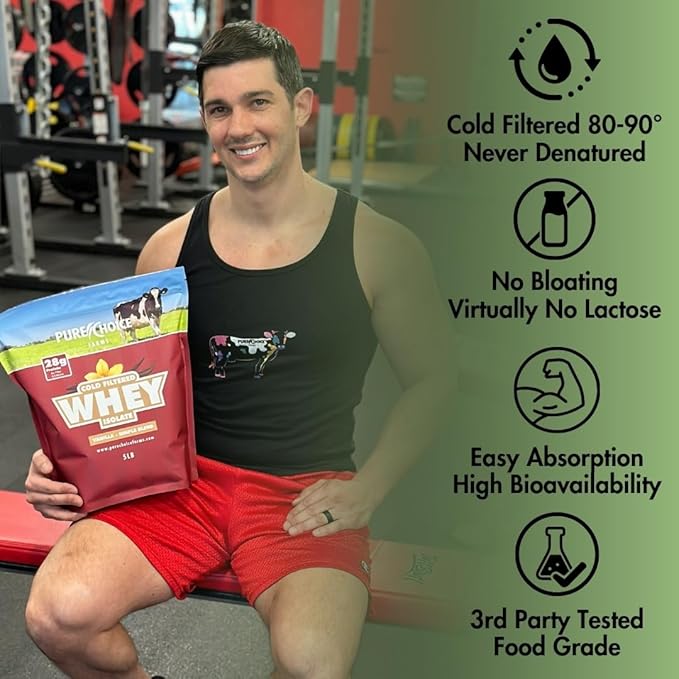 Pure Choice Vanilla Whey Protein Isolate Powder 28g Protein Undenatured Whey 3 Ingredients No Fillers or Artificial Sweeteners (Vanilla 12oz)