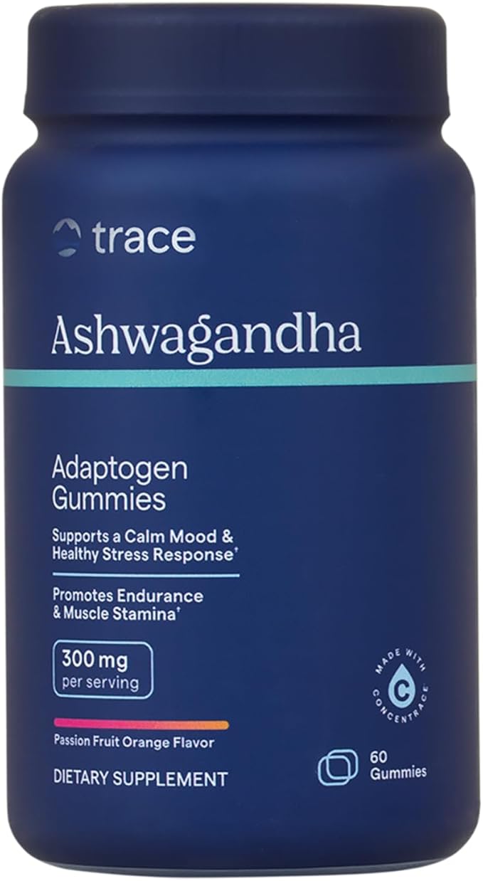 Trace Minerals Ashwagandha - Ashwagandha Gummies for Supporting A Healthy Mindset - Calming Supplement - Better Sleep - Immune System &amp Energy Support - Passion Fruit Orange - 60 Count (30 Serving