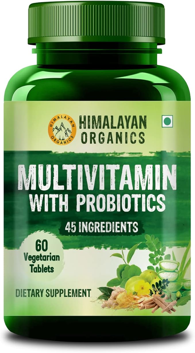 Himalayan Organics Multivitamin with Probiotics for Men &amp Women with 45 Ingredients - 60 Tablets