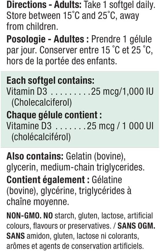 Jamieson Laboratories Vitamin D 1000IU/25 mcg Softgel 150+30 Bonus-150+30 Brand