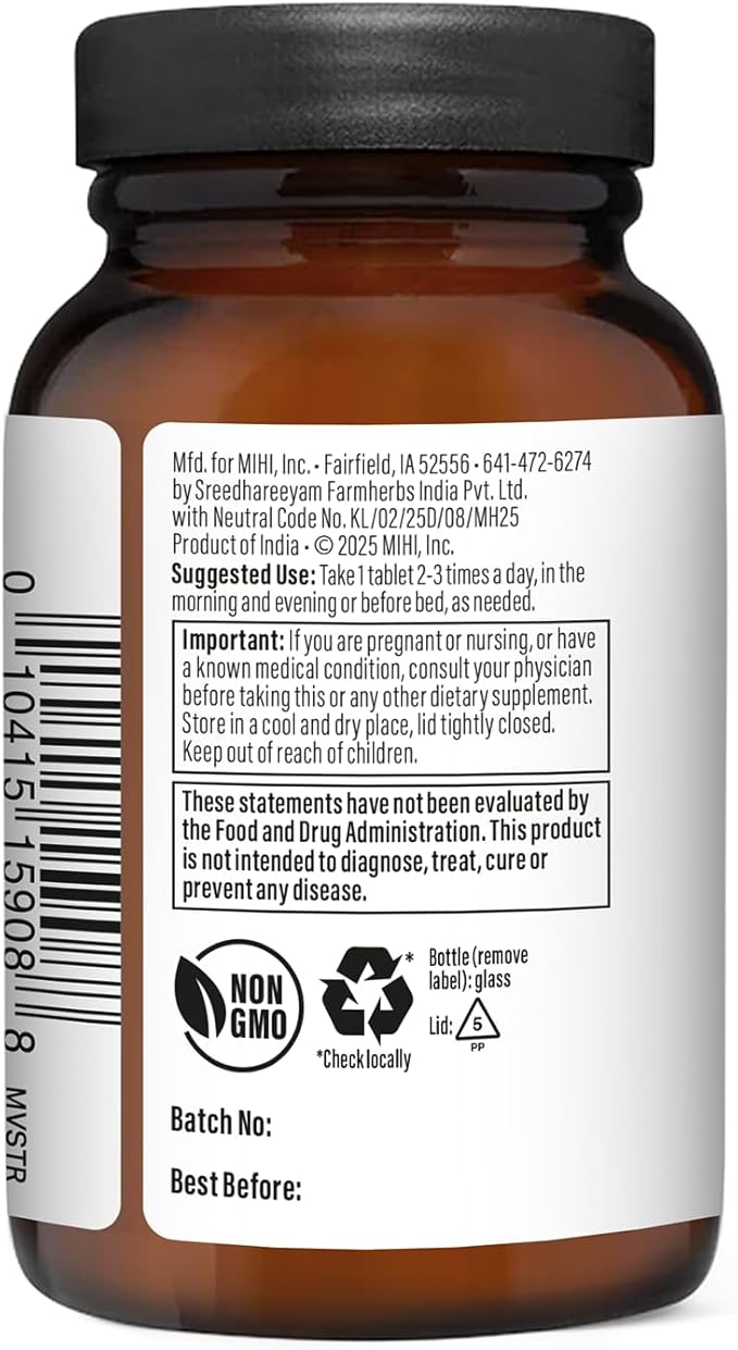 UnwindVeda 52™ Emotional Balance &amp Stress Relief | Ayurvedic Adaptogen for Mood Calm &amp Mental Clarity | Vegan Supplement with Brahmi &amp Ashwagandha | 60 Tablets