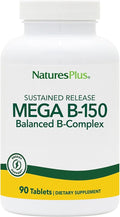 NaturesPlus Mega B-150 Complex - 90 Sustained Release Vegetarian Tablets - Maximum Potency B Complex Vitamin Supplement - Energy &amp Brain Booster - Gluten Free - 90 Servings