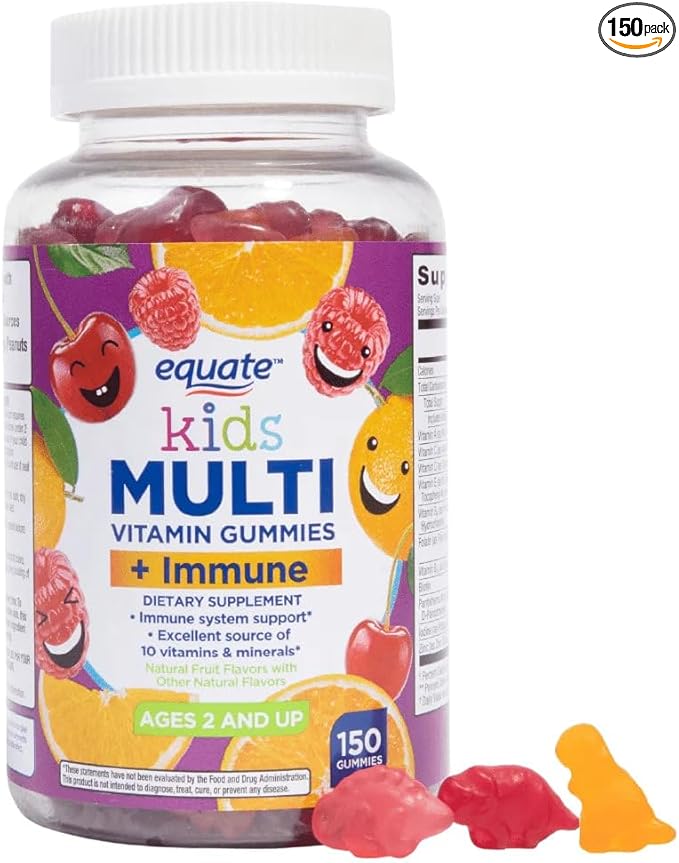 Equate Kids Multivitamin Gummies Complete Daily Multivitamin for Children 4+ Natural Fruit Flavor 150 Count Sticker