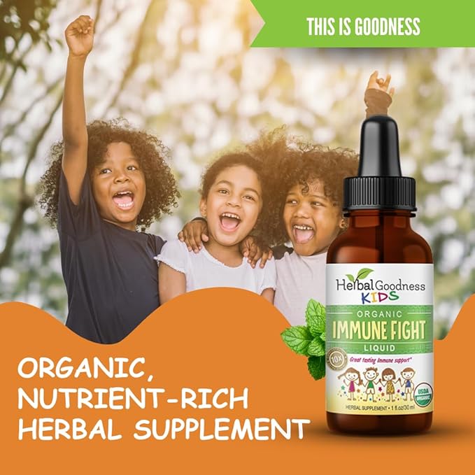 Immune Support 1oz with Ashwagandha for and Turmeric Herbal Supplements - Natural Kids Immune Booster Drops for Wellness and Immune Support for Kids - Non-GMO - Made in USA
