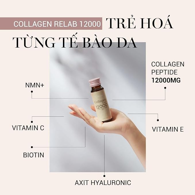 Collagen Peptide 12000 Supplement 1.7 fl oz with Vitamin C Biotin Vitamin E (6 Bottles)