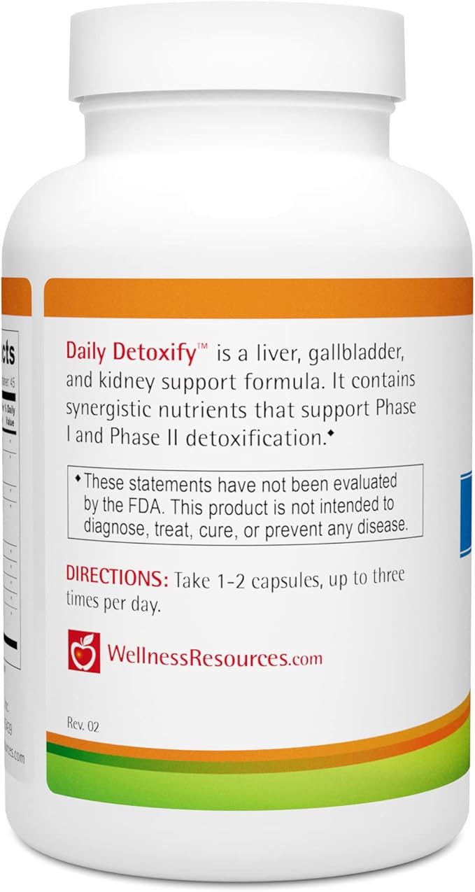 Wellness Resources Daily Detoxify with Silymarin Dandelion RA Lipoic Acid NAC Chlorella and More for Liver Support and Comprehensive Detoxification (90 Capsules)