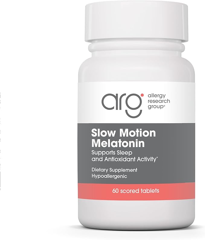 Allergy Research Group Slow Motion Melatonin - Sleep Aid Low Dose Lipid Matrix 1mg Supplement Pure Hypoallergenic Scored Tablets - 60 Count