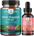 Bundle of Liver Support Supplement with NAC - Herbal Liver Supplement with N Acetyl Cysteine Silymarin Milk Thistle and GSE Grapefruit Seed Extract Liquid for Digestive and Health and Immune Support