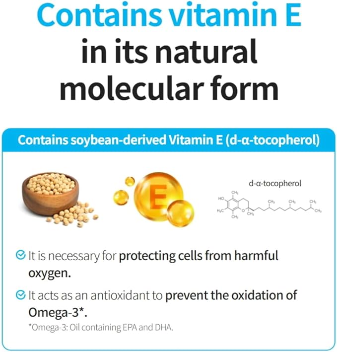 Alaska E-OMEGA3 550mg (180 Capsules) - High Purity EPA &amp DHA Vitamin E Supplement Sustainable Wild-Caught Fish Oil Small Easy-to-Swallow Softgels 3-Month Supply