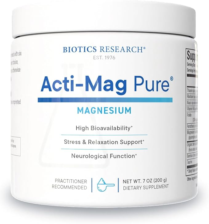 Biotics Research Acti-Mag Pure™ - Premium Magnesium Glycerophosphate (400mg) Powder – Easy-to-Mix Pure Unflavored Powdered Formula with Beetroot Extract B-Vitamins &amp Taurine - 5g/Serving